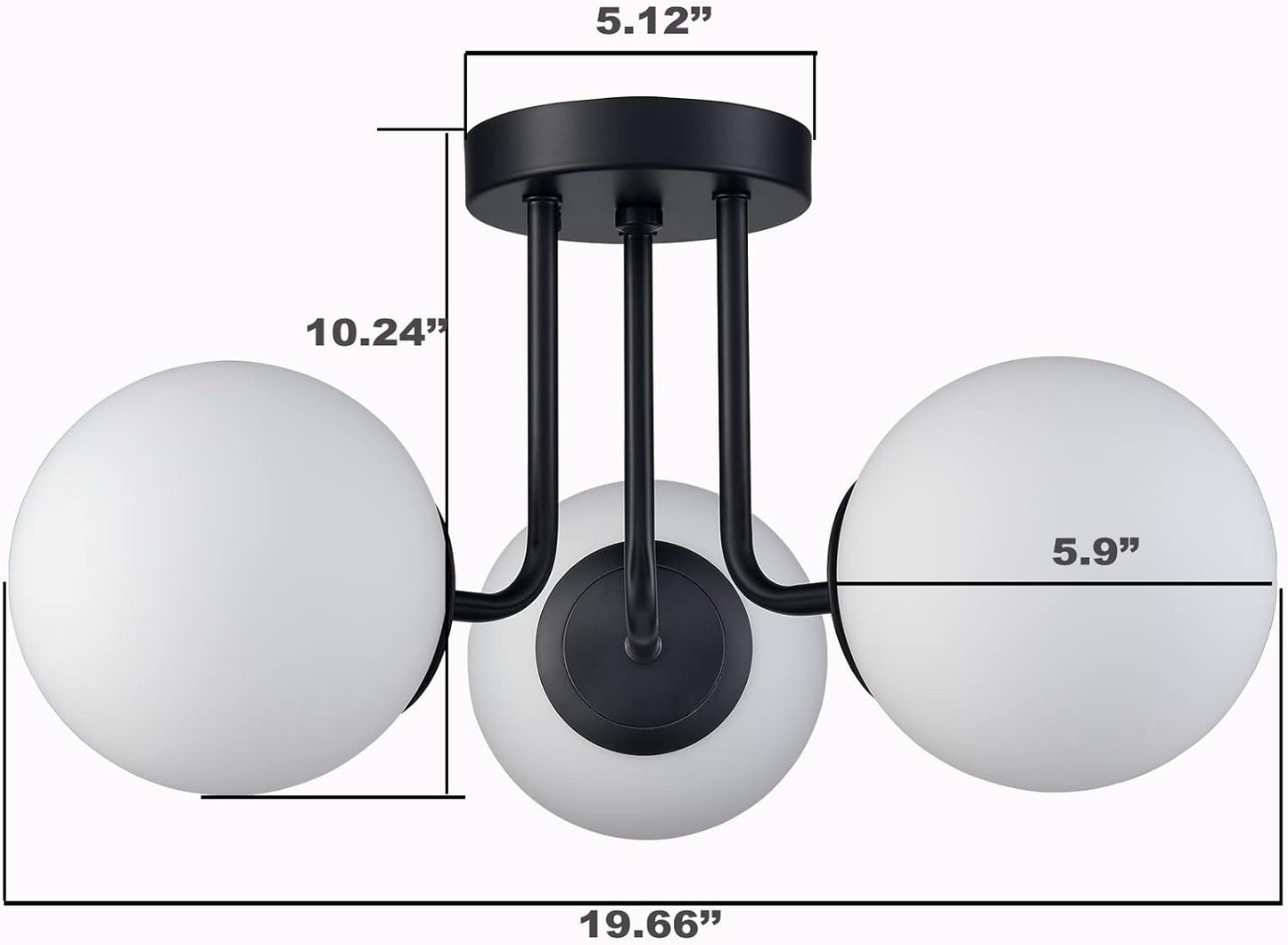 Brass Gold 3-Light Ceiling Lamp