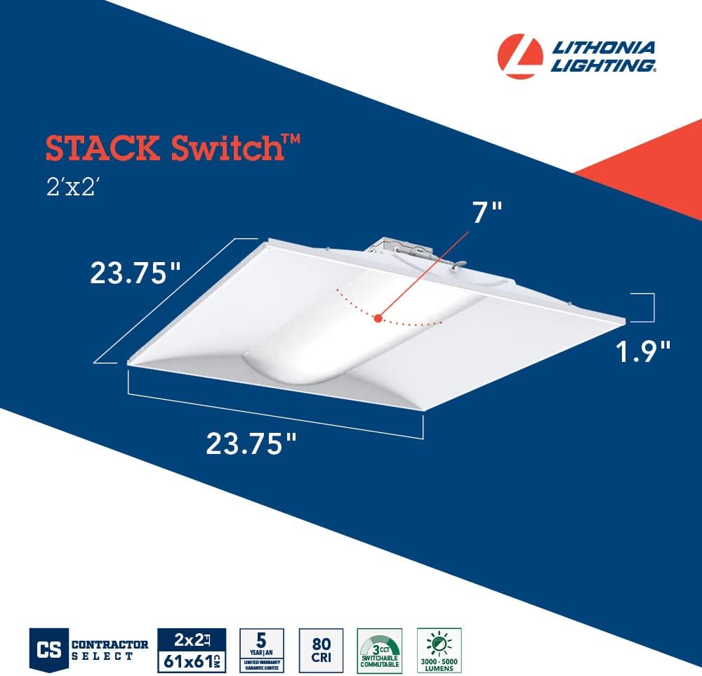 2x2 LED Ceiling Light, Adjustable Lumens & CCT