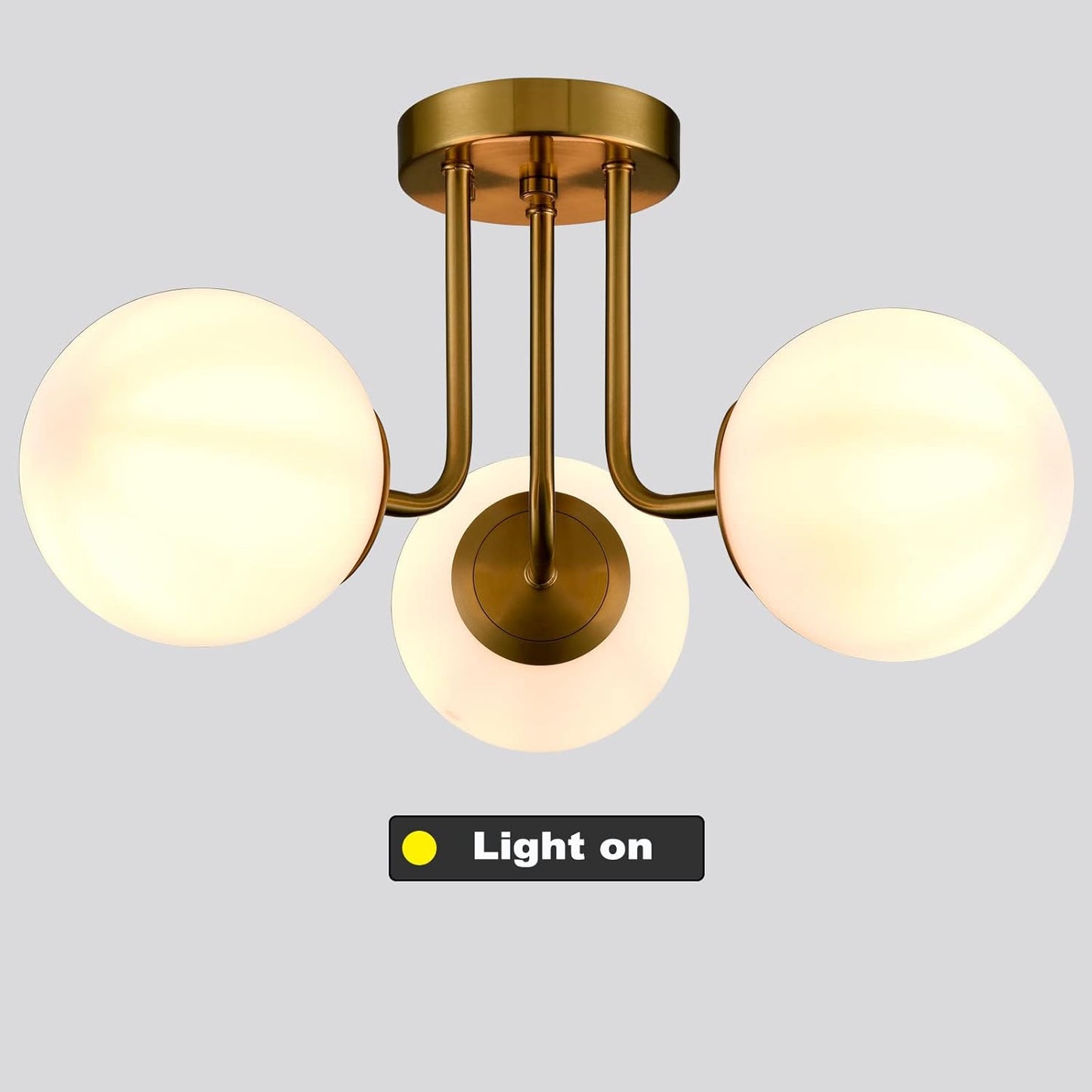 Brass Gold 3-Light Ceiling Lamp