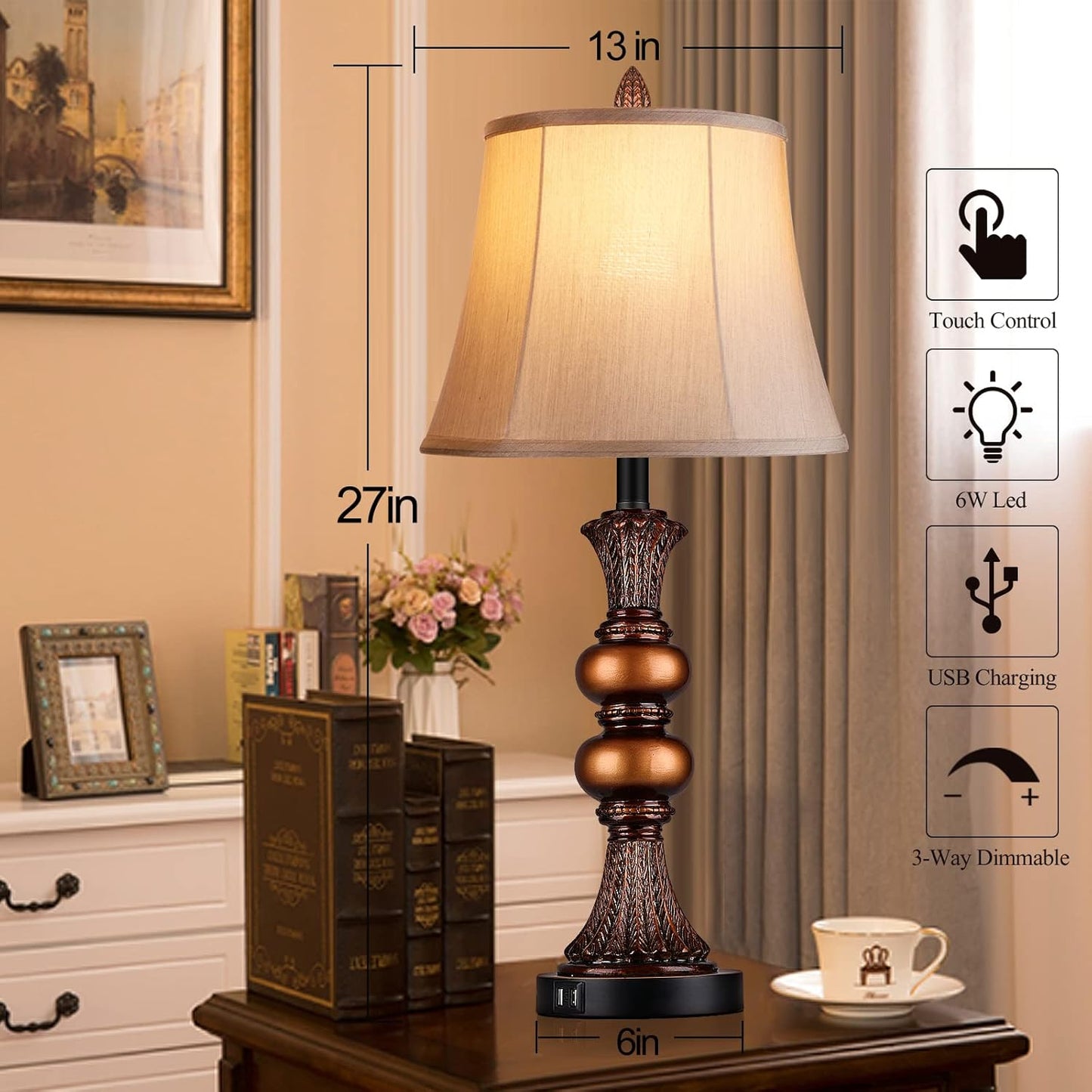 Bai Source Control-Traditional-Charging-Dimmable-Nightstand