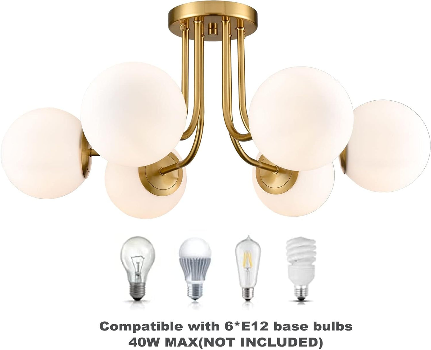Brass Gold 3-Light Ceiling Lamp