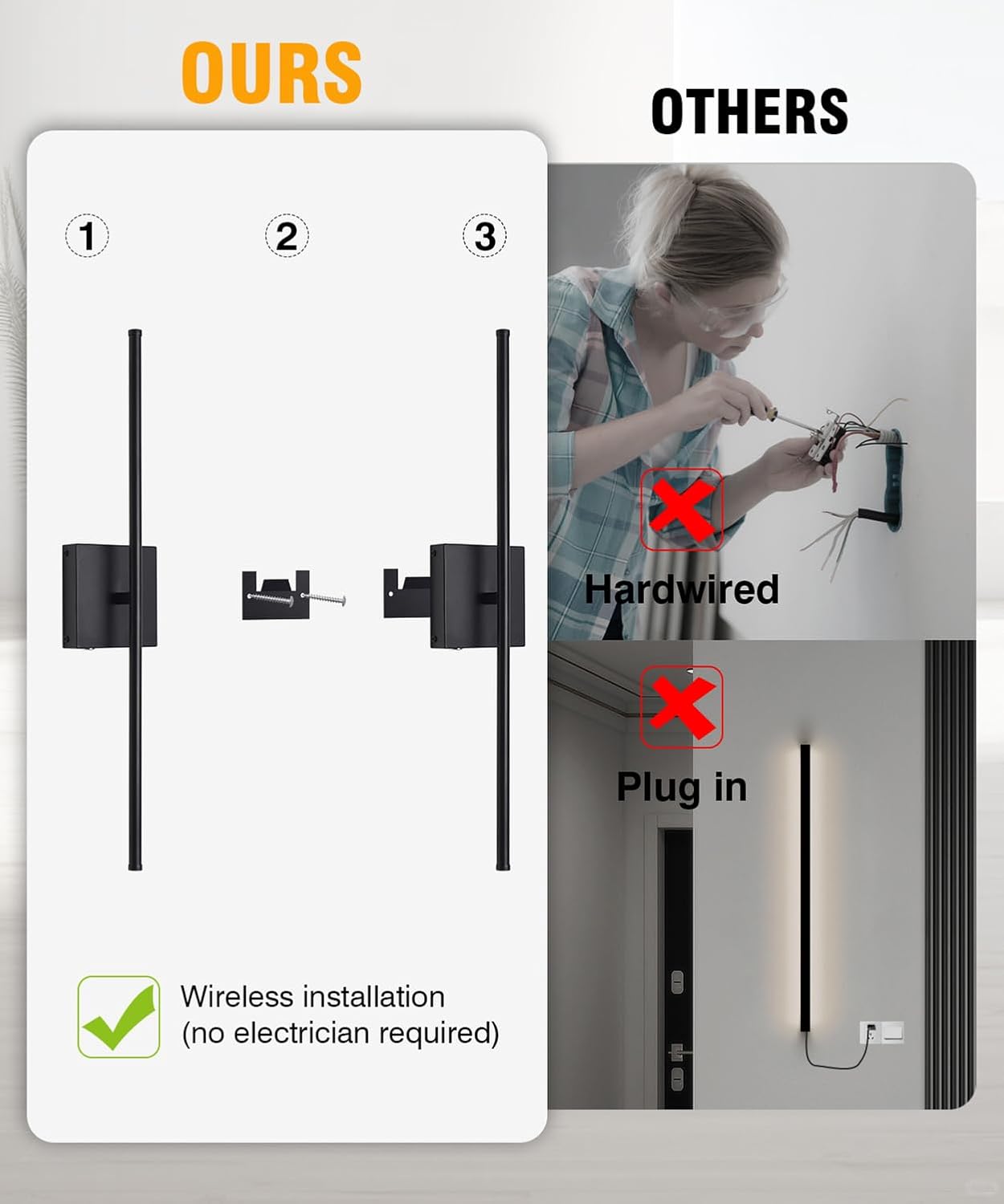 Battery Operated LED Wall Sconce (2-Pack)