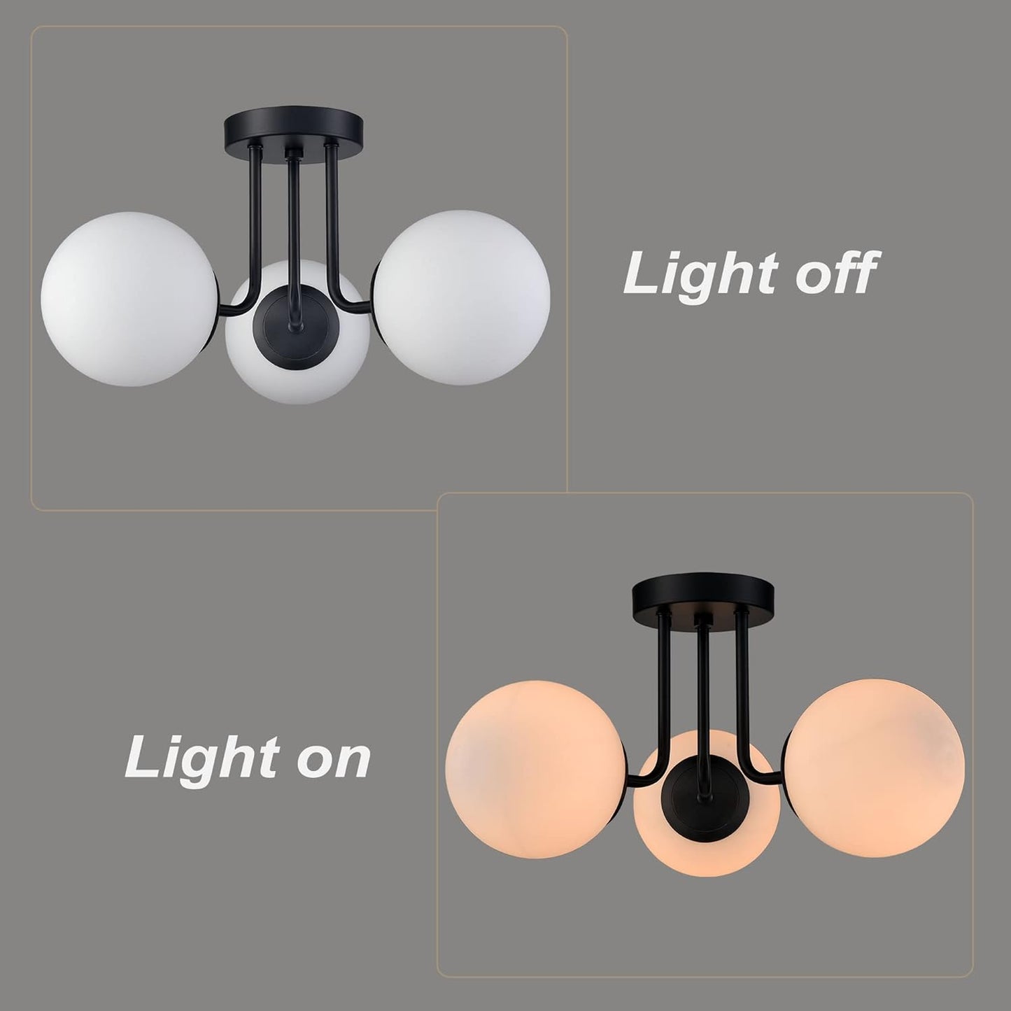 Brass Gold 3-Light Ceiling Lamp