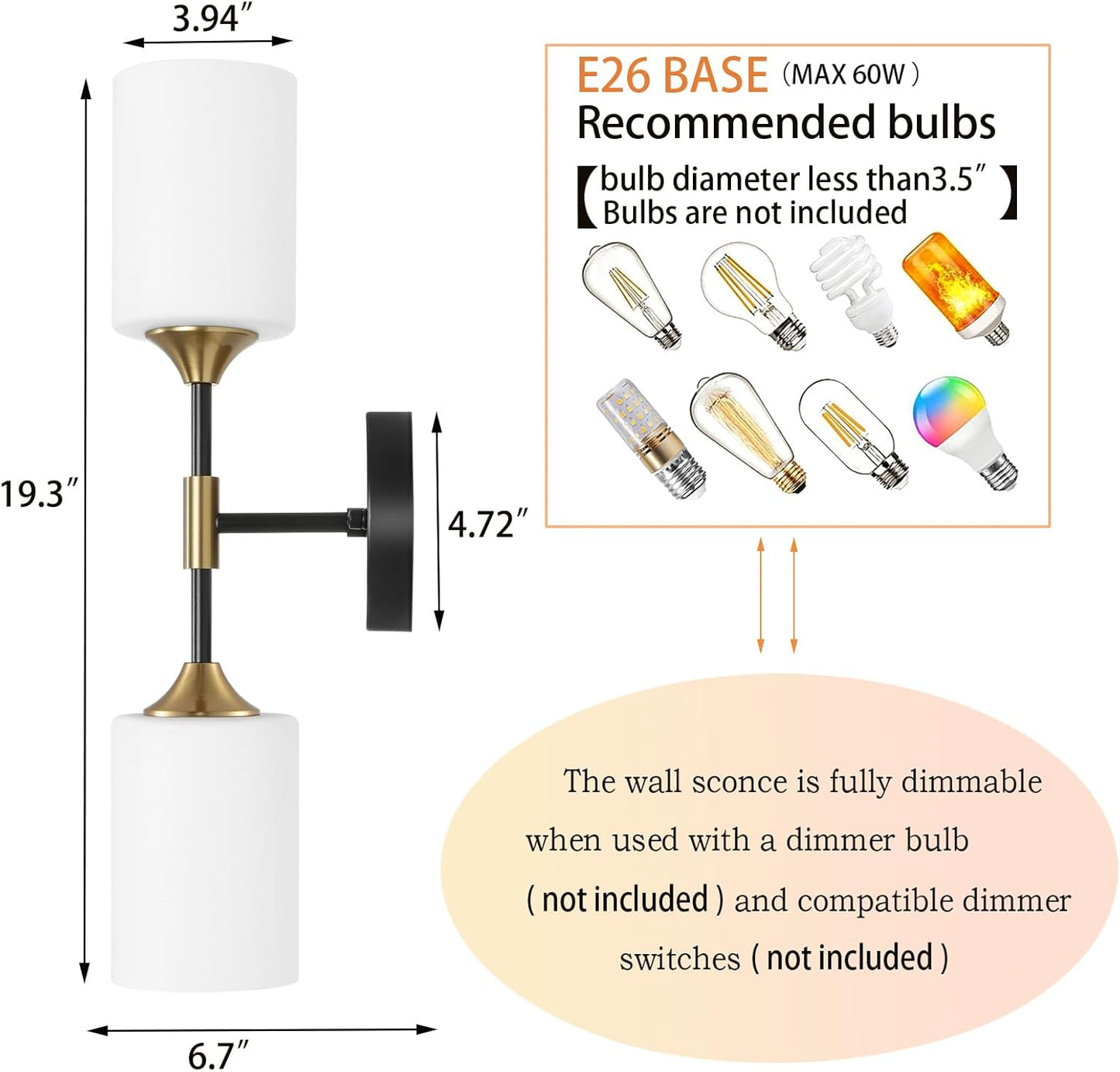 Gold Globe Wall Sconce Light