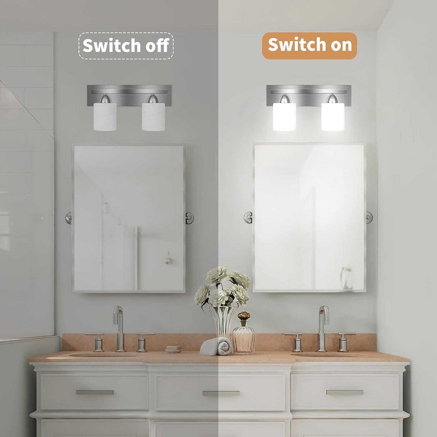 Bai Source 2-Light Bathroom Vanity Light Fixture, 5 Piece All-in-One Bath Sets