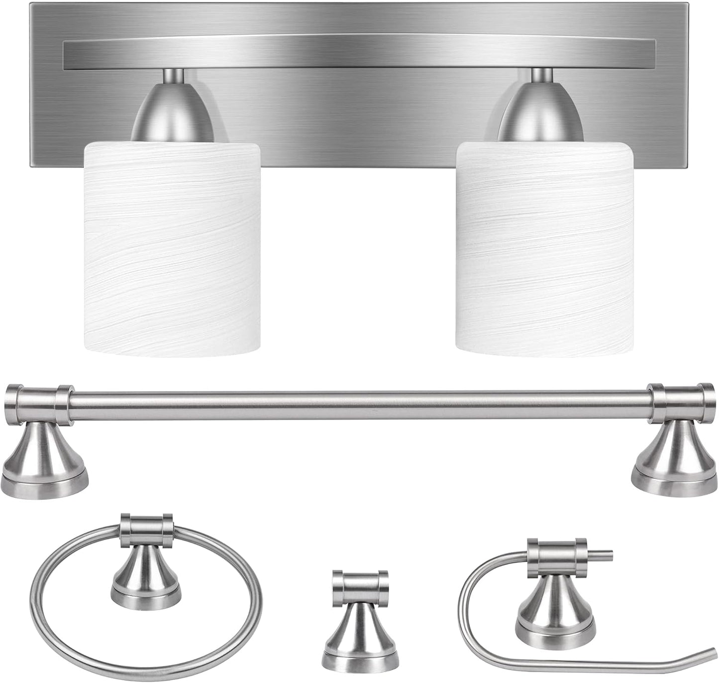 Bai Source 2-Light Bathroom Vanity Light Fixture, 5 Piece All-in-One Bath Sets