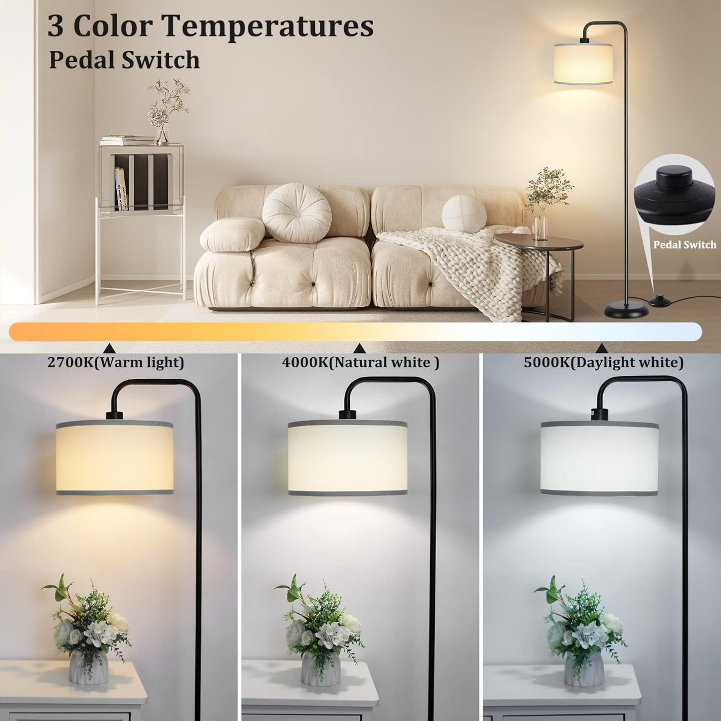 Bai Source LED Floor Lamp for Living Room 3 Color Temperature Floor Lamp