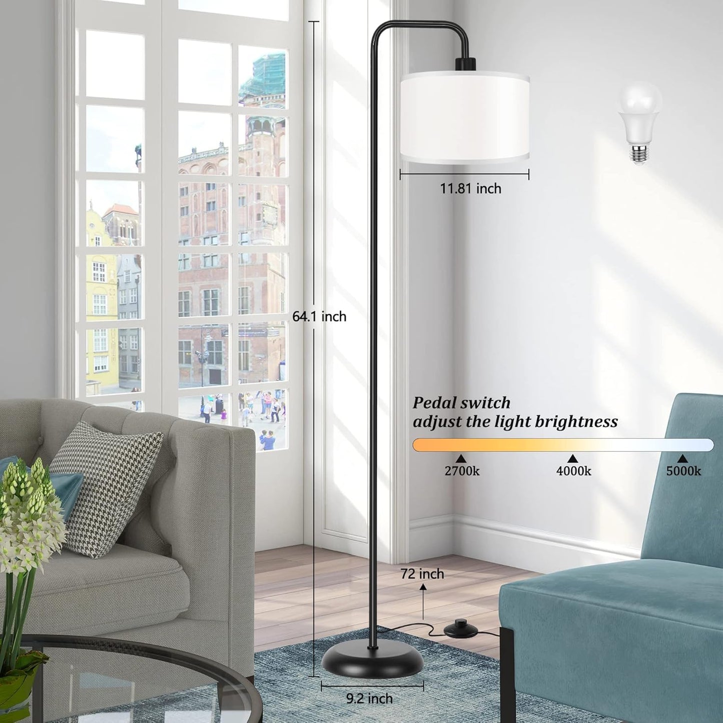 Bai Source LED Floor Lamp for Living Room 3 Color Temperature Floor Lamp