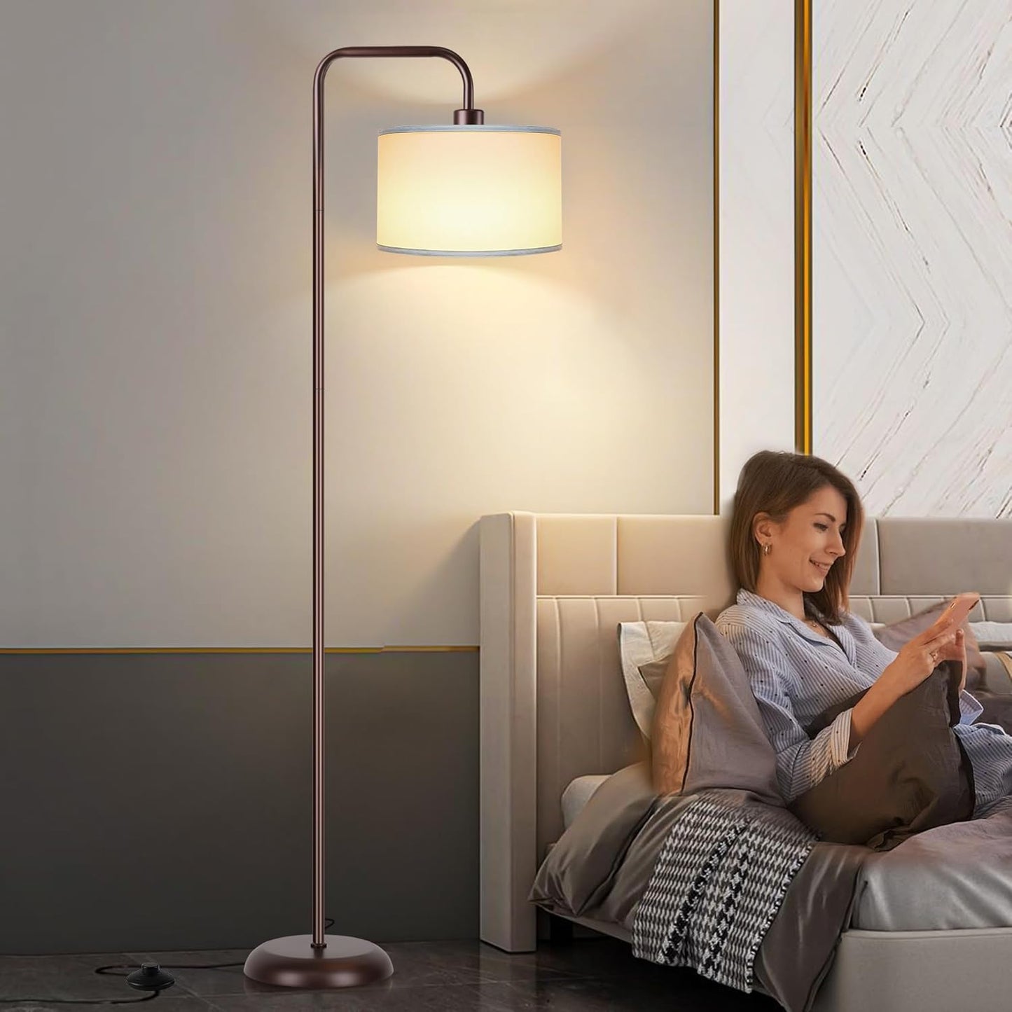 Bai Source LED Floor Lamp for Living Room, 3 Color Temperature, with Foot Switch, 9W Bulb Included