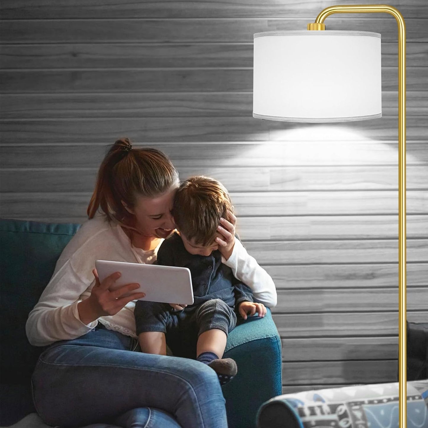 Bai Source 3 Color Temperature Floor Lamp with Foot Switch Modern Standing Lamp Tall Pole Floor Gold