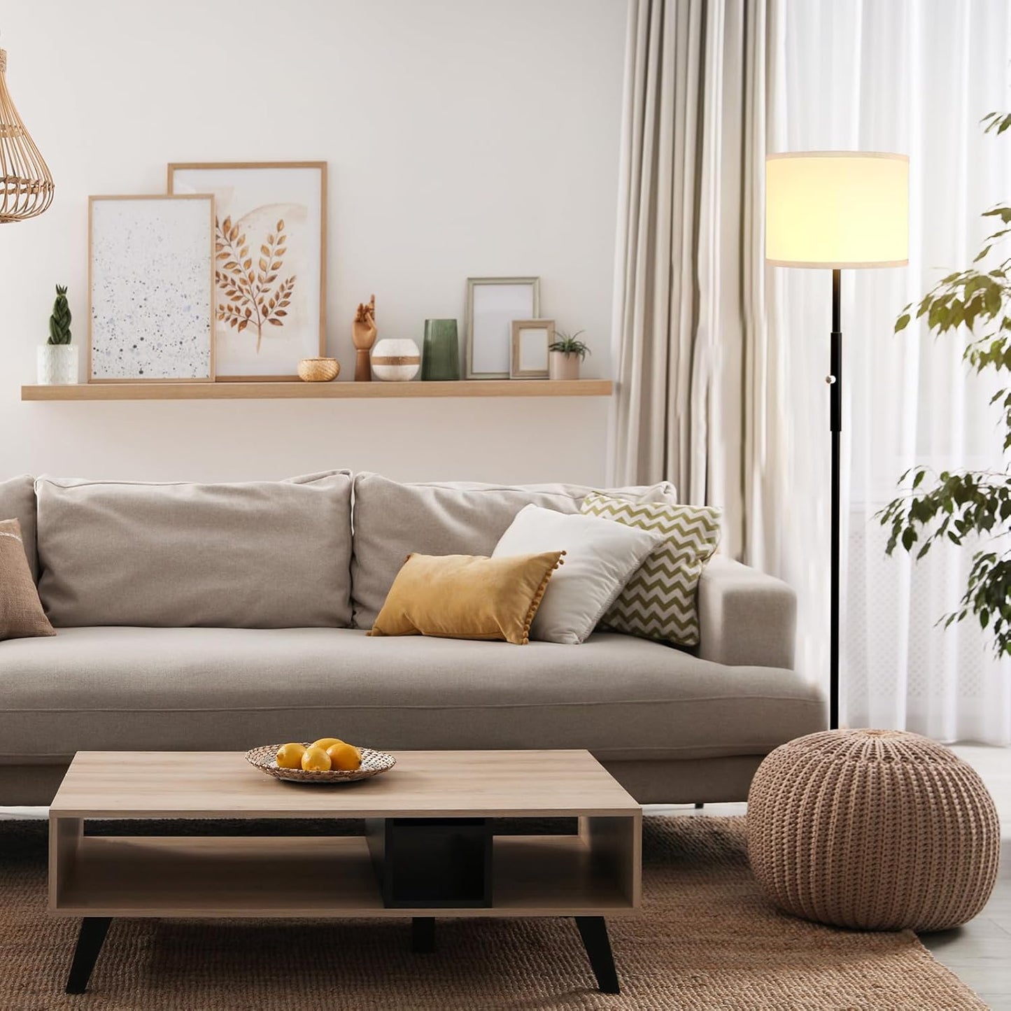 Bai Source Floor Lamp for Living Room Bedroom, 65’’ Modern Tall Lamp Simple Design Standing Lamps
