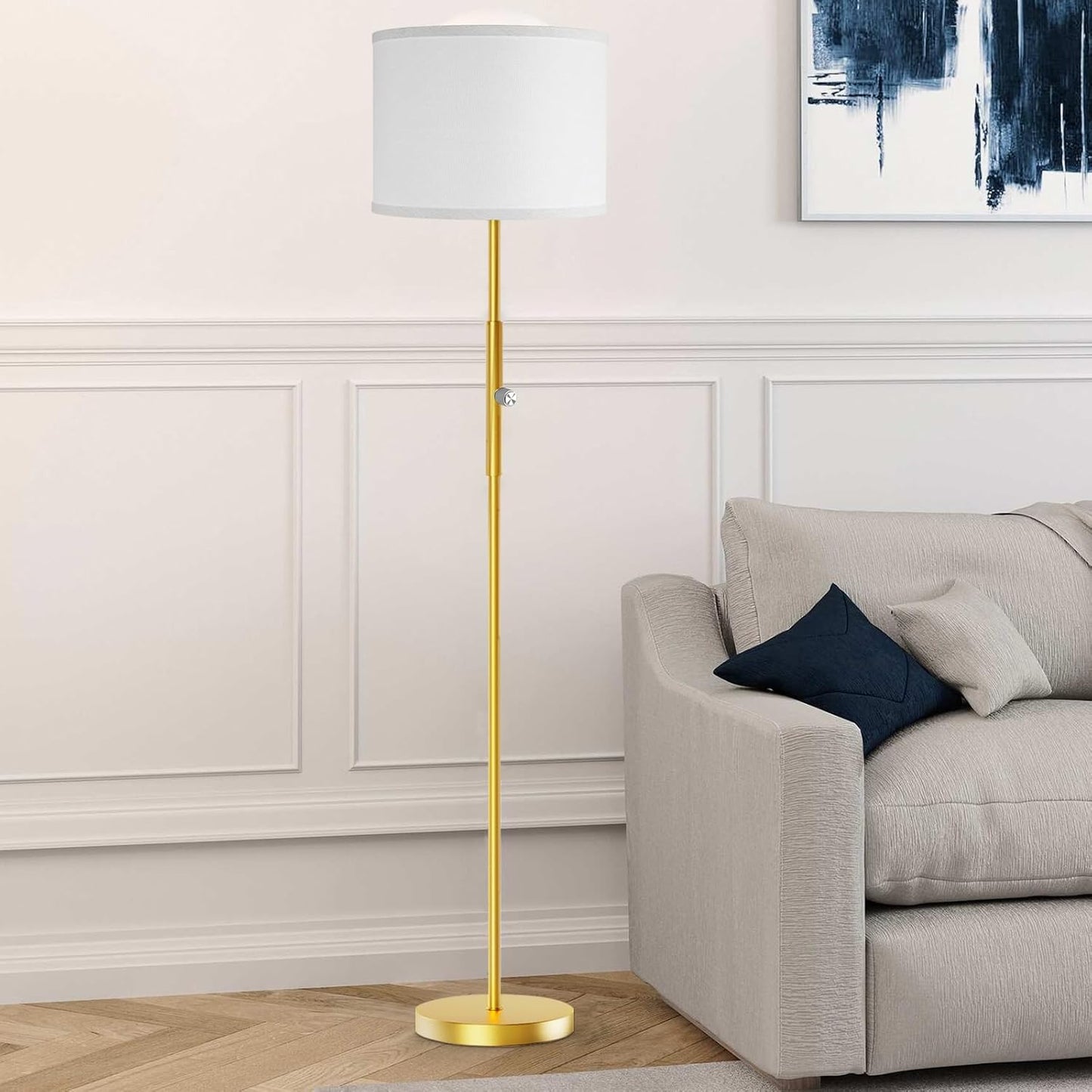 Bai Source Floor Lamp for Living Room Bedroom, 65’’ Modern Tall Lamp Simple Design Standing Lamps Gold