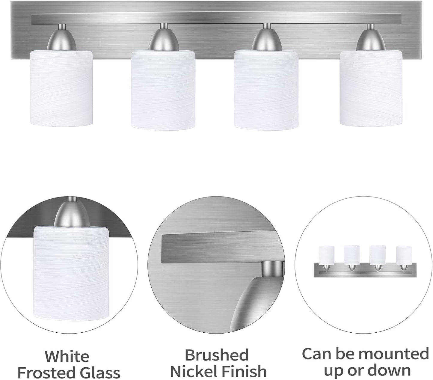 Bai Source 4-Light Bathroom Vanity Light Fixture, 5 Piece All-in-One Bath Sets Vanity Light