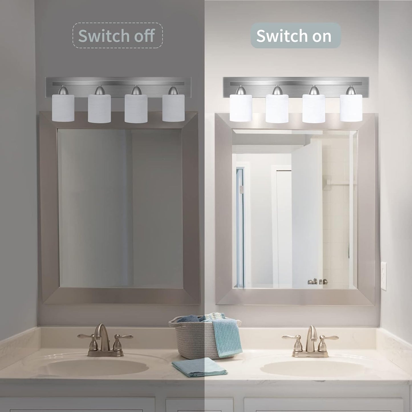 Bai Source 4-Light Bathroom Vanity Light Fixture, 5 Piece All-in-One Bath Sets Vanity Light