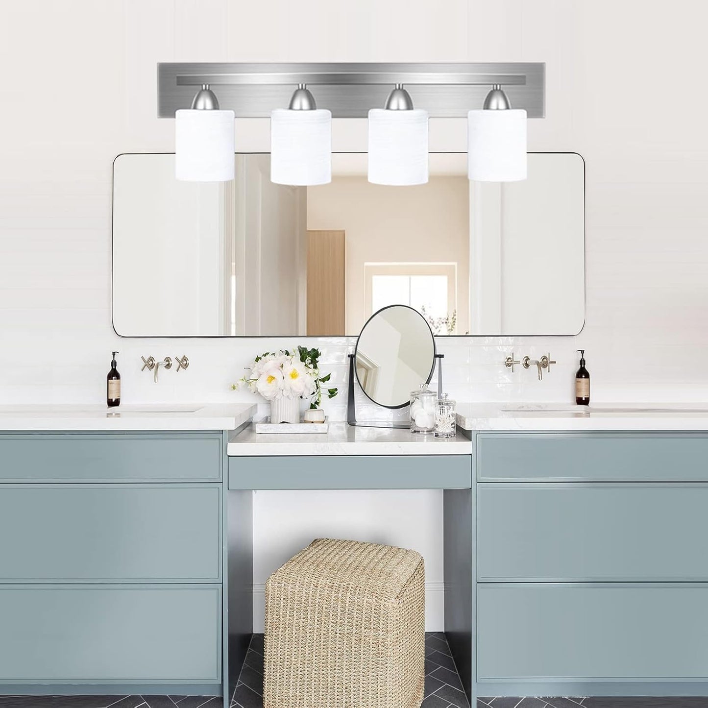 Bai Source 4-Light Bathroom Vanity Light Fixture, 5 Piece All-in-One Bath Sets Vanity Light