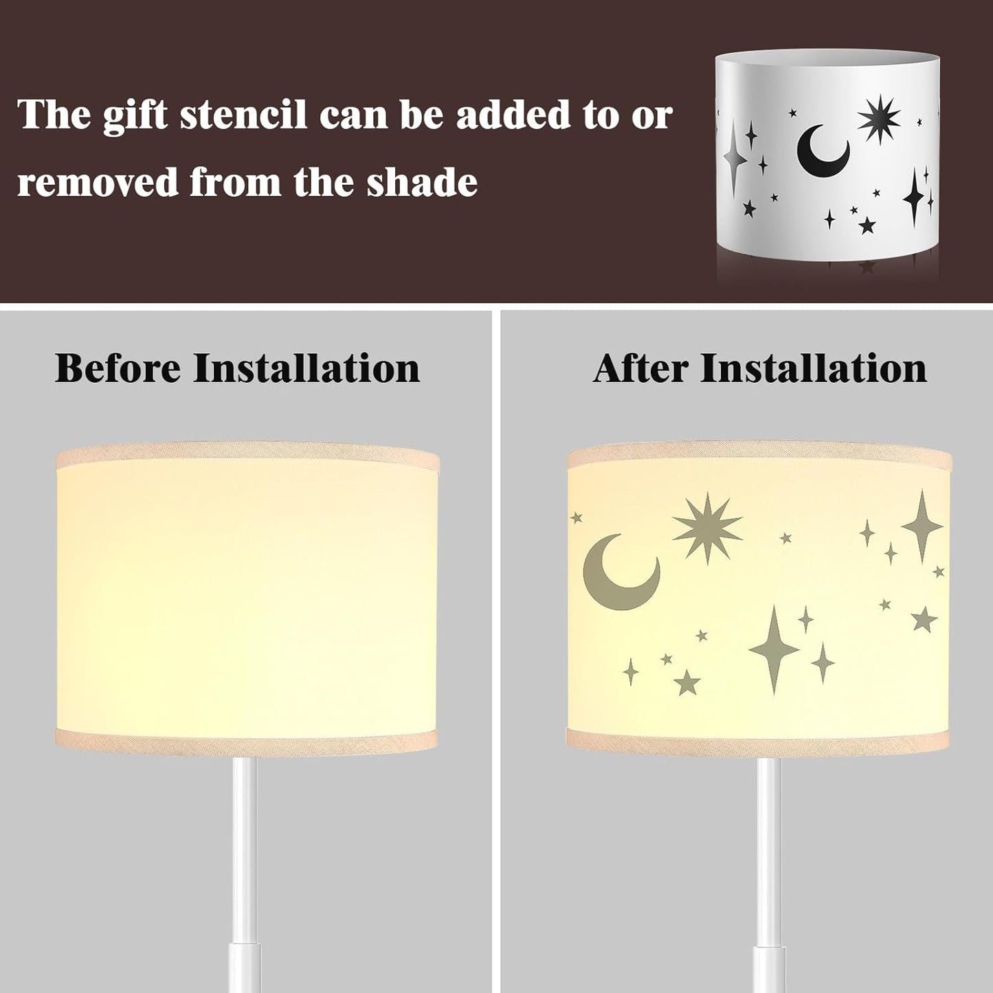 Bai Source Floor Lamp for Living Room Bedroom with Lampshade Stencil, 65’’ Modern Tall Lamp White