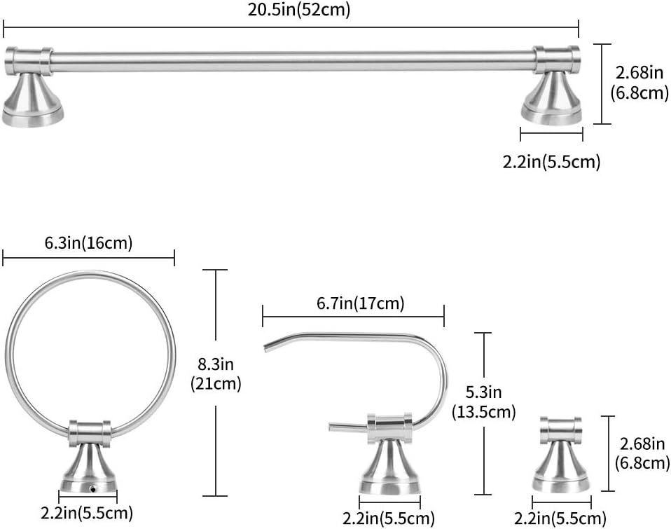 Bai Source 3-Light Bathroom Vanity Light Fixture, 5 Piece All-in-One Bath Sets