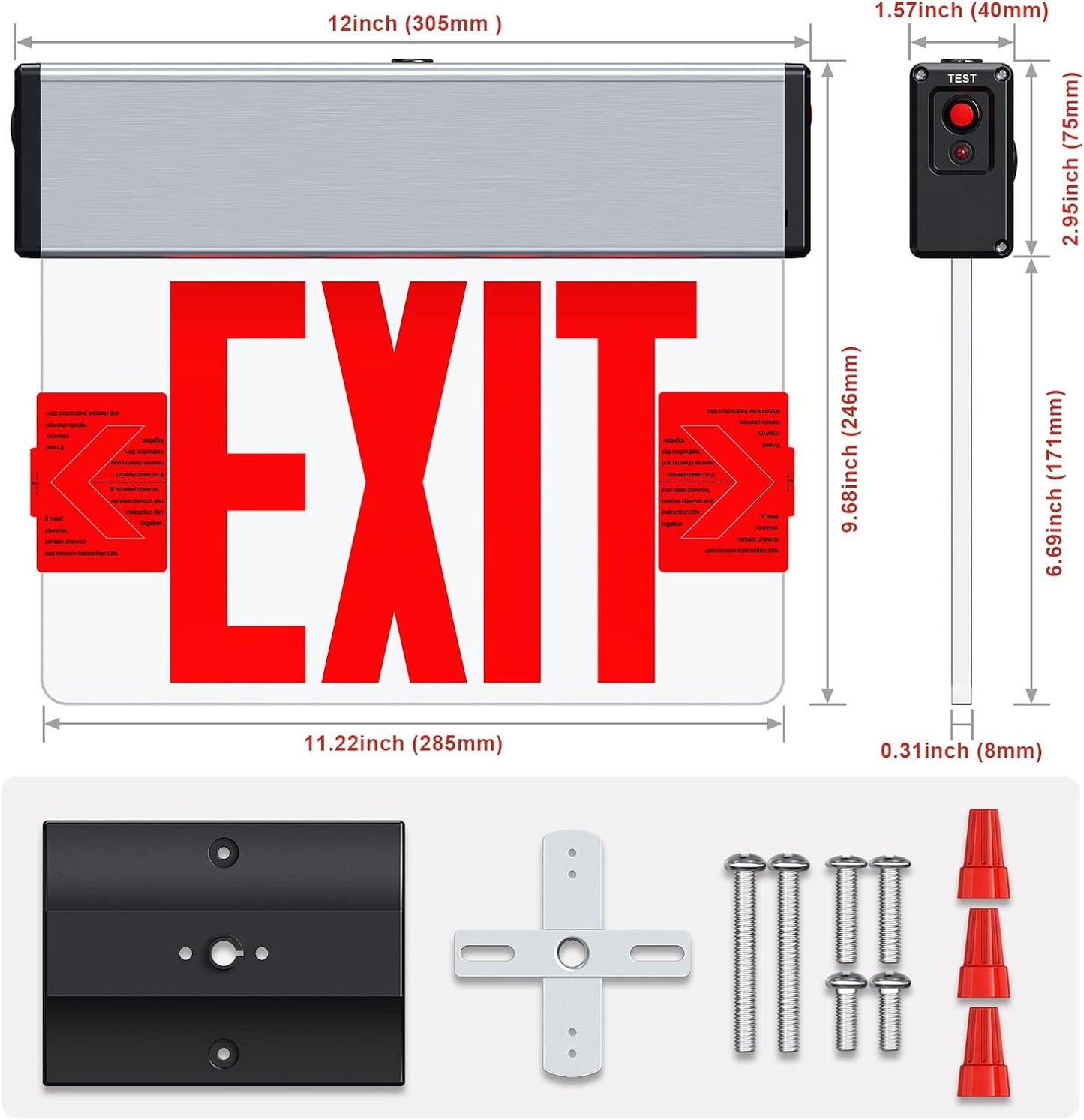LED Edge-Lit Exit Sign with Battery Backup