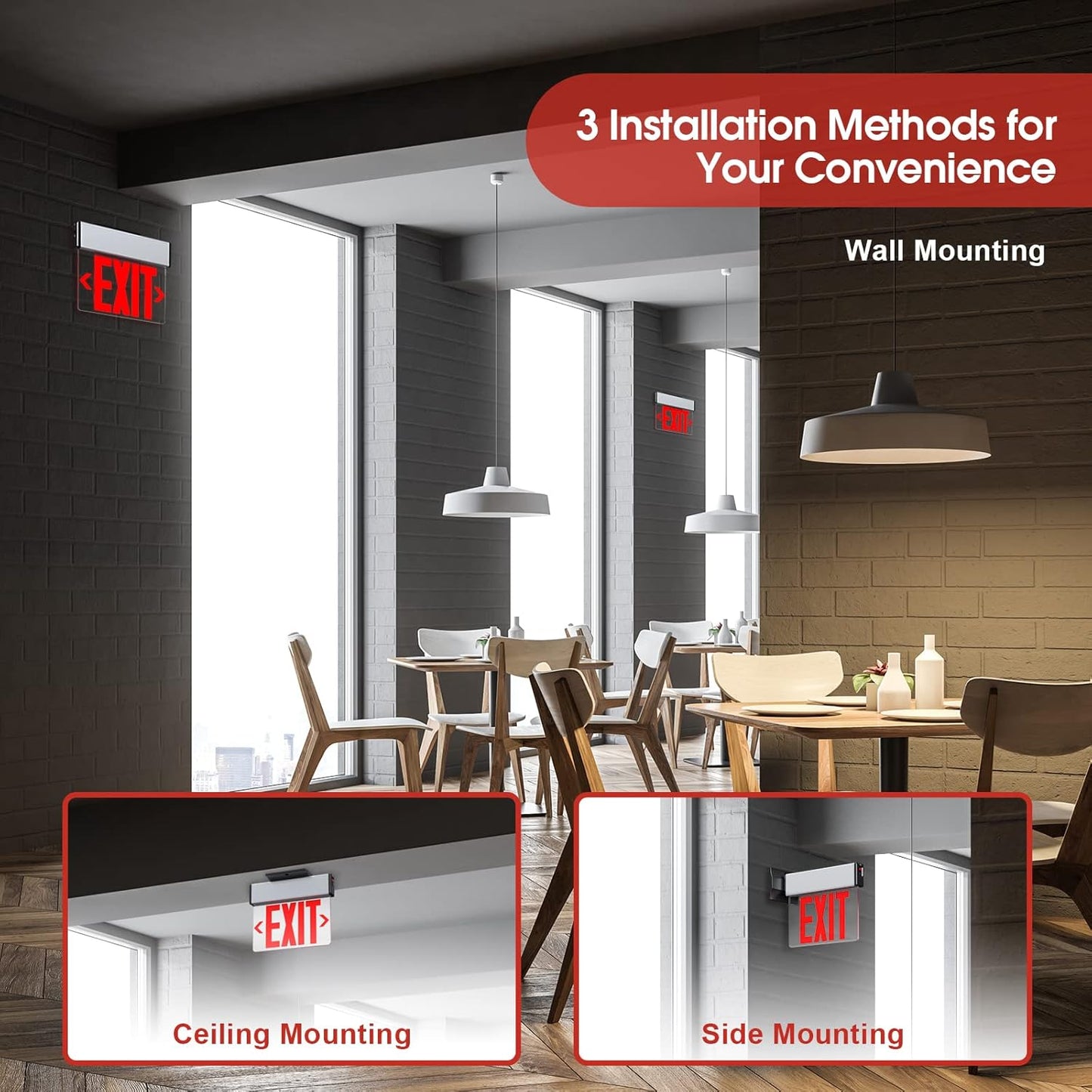 LED Edge-Lit Exit Sign with Battery Backup