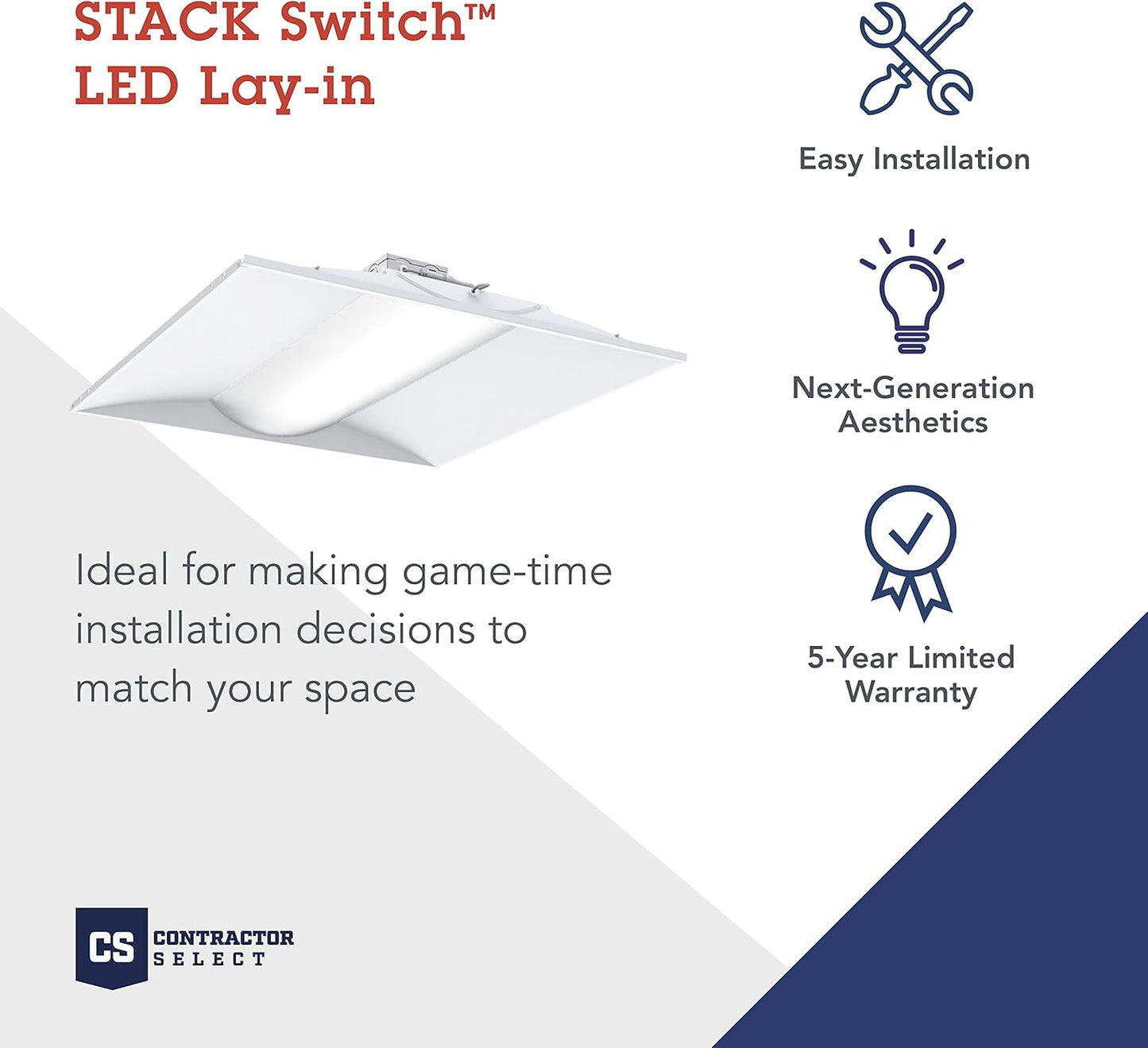 2x2 LED Ceiling Light, Adjustable Lumens & CCT
