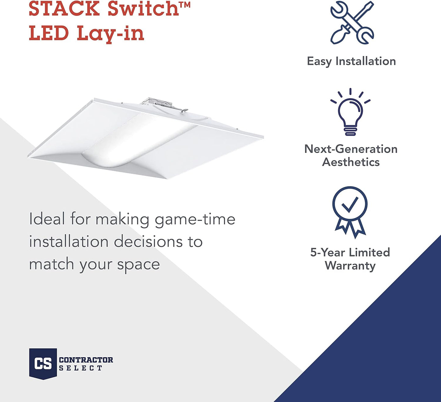 2x2 LED Ceiling Light, Adjustable Lumens & CCT