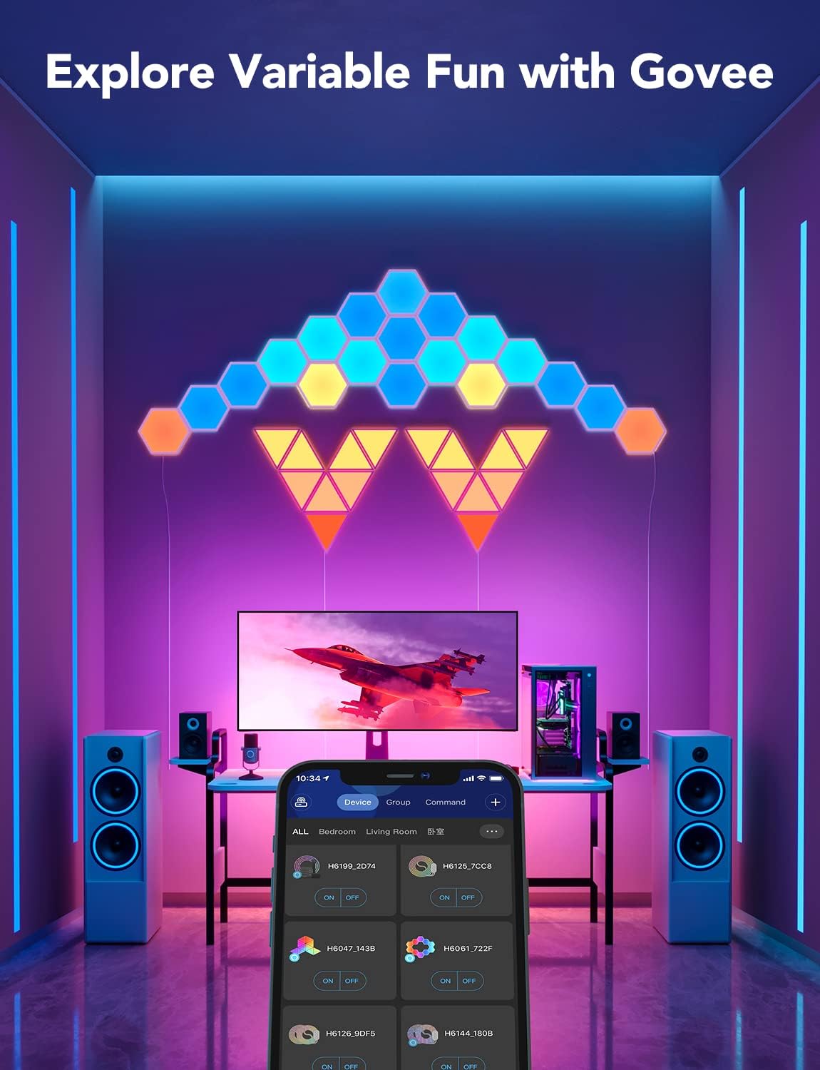 RGBIC Hexagon LED Wall Lights