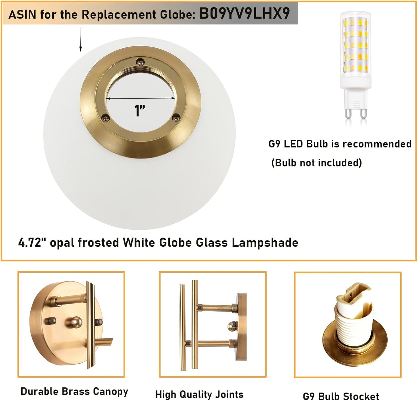 Gold Globe Wall Sconce Light