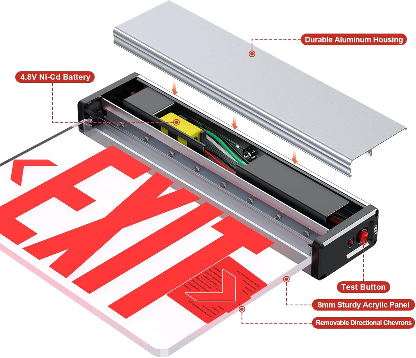 LED Edge-Lit Exit Sign with Battery Backup