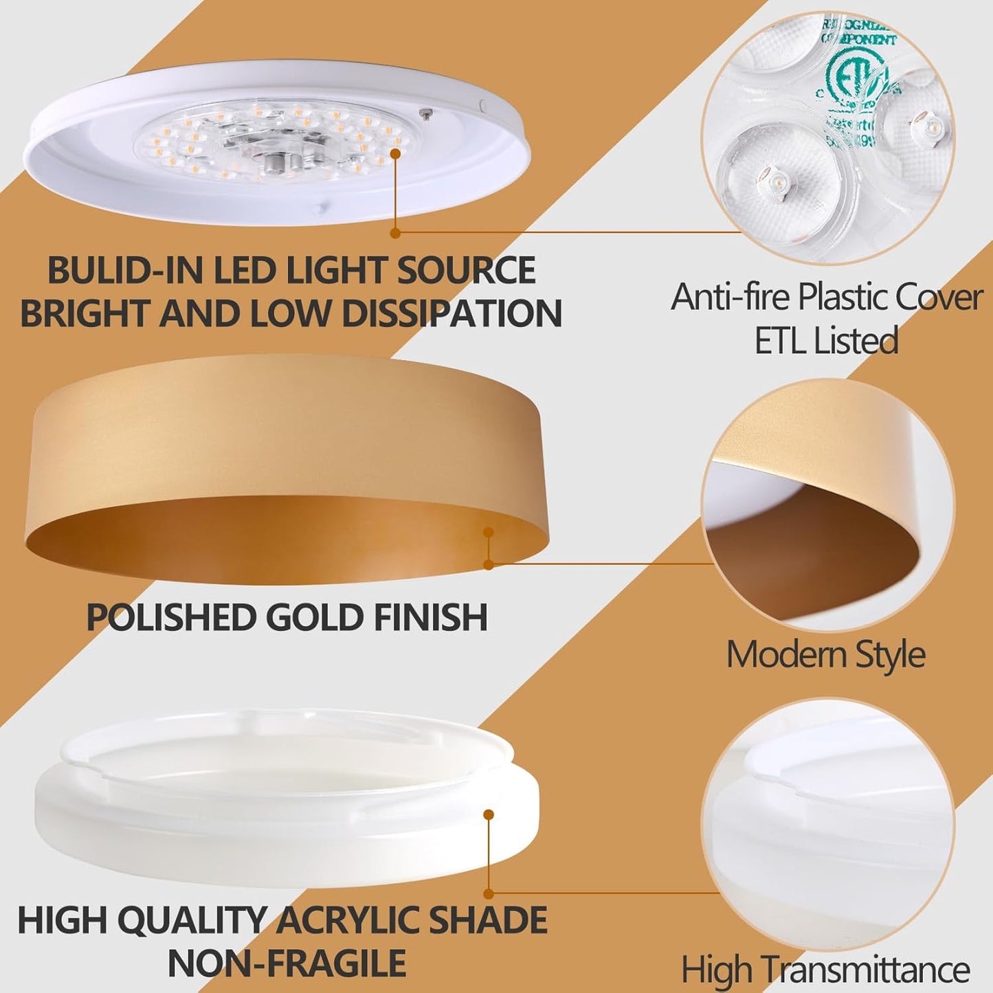 Black Gold LED Ceiling Light