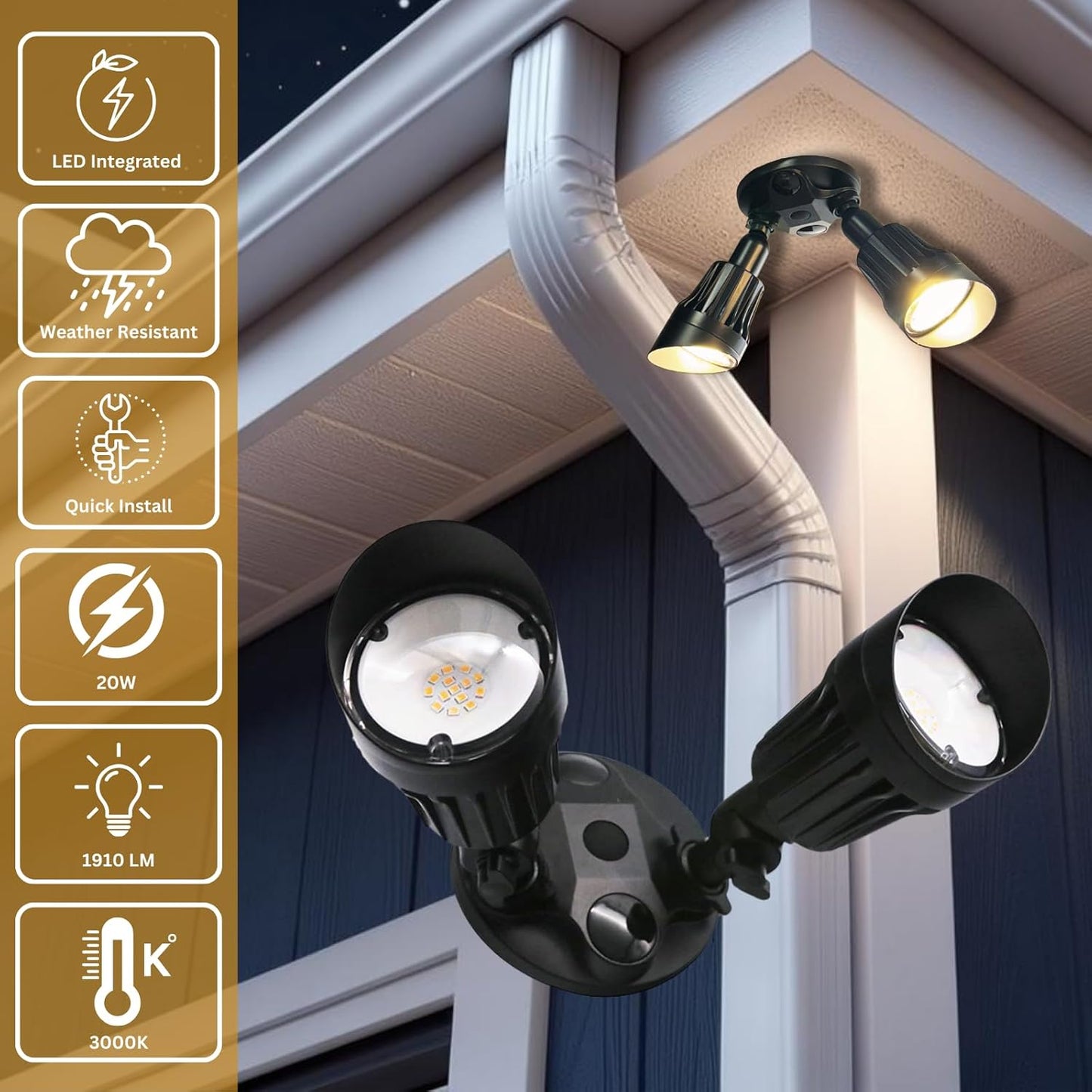 Black LED Dual Head Flood Light