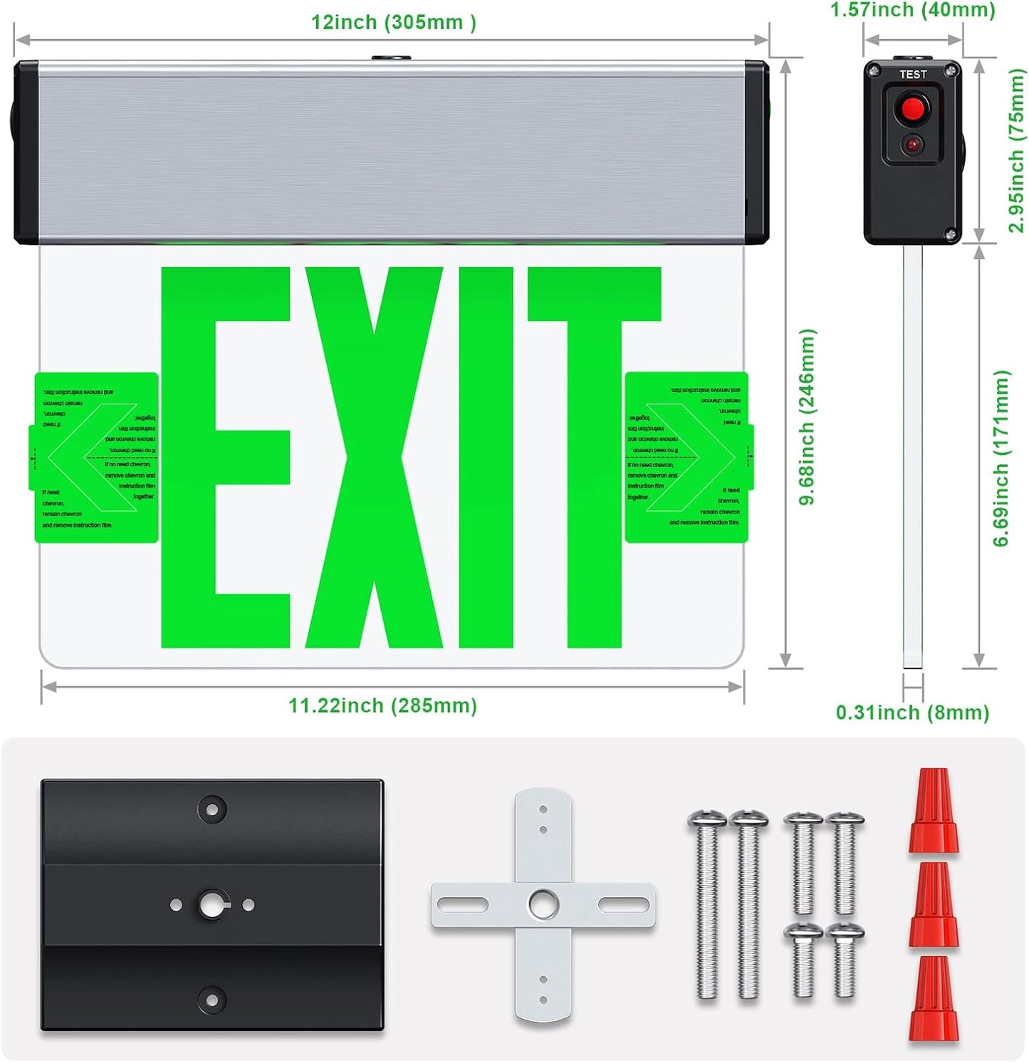 LED Edge-Lit Exit Sign with Battery Backup