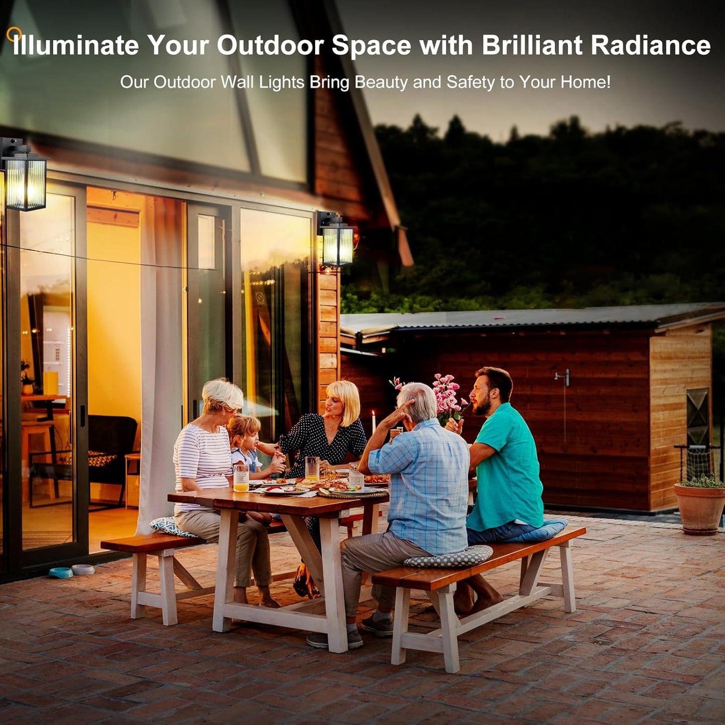 2-Pack Dusk-to-Dawn Outdoor Wall Lights