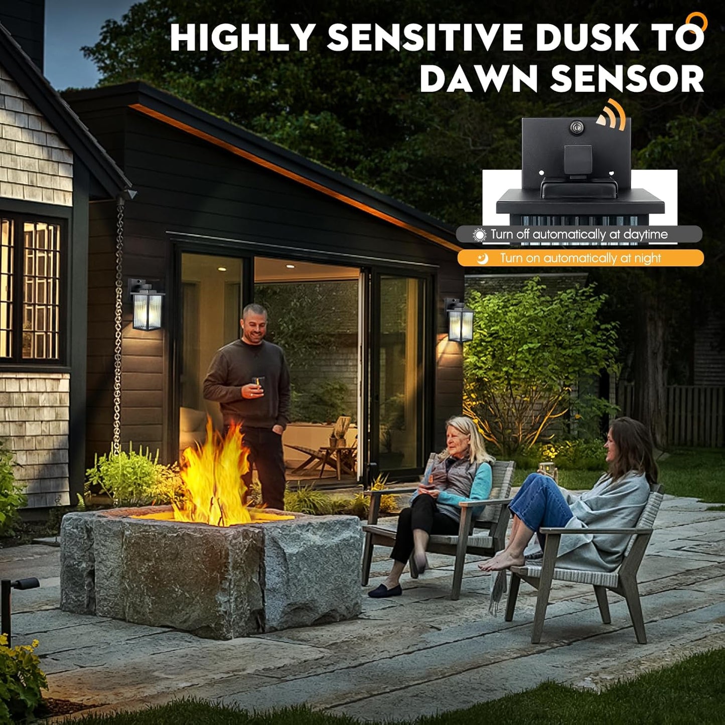 2-Pack Dusk-to-Dawn Outdoor Wall Lights