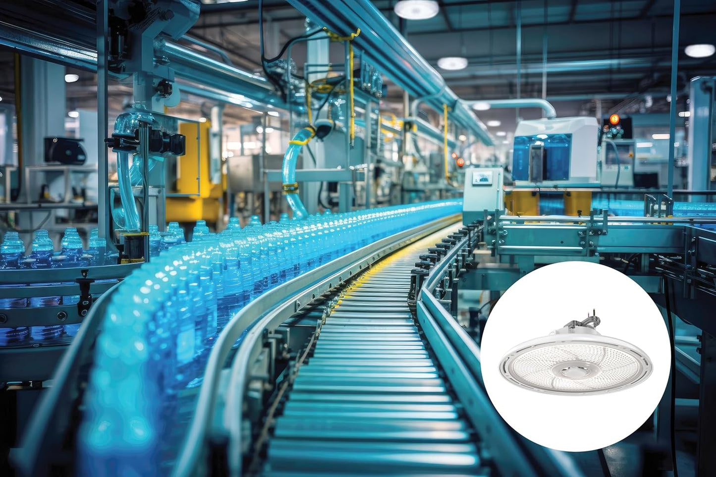 Round High Bay LED Light, 24K-30K Lumens, CCT Adjustable