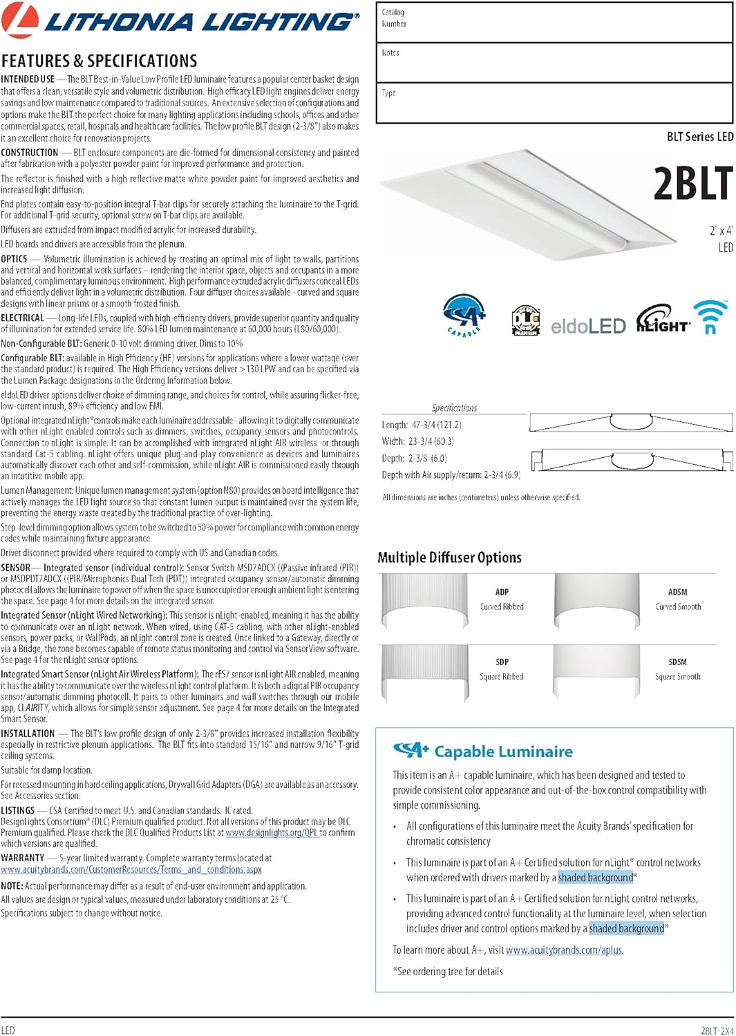 2x4 LED Troffer Light, 4000K Cool White