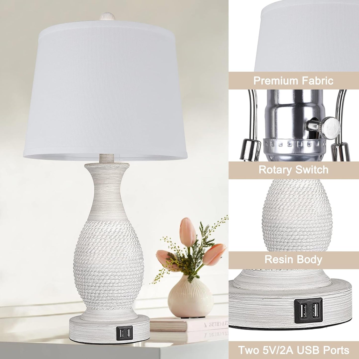 Bai Source Farmhouse-Temperature-Nightstand-Charging