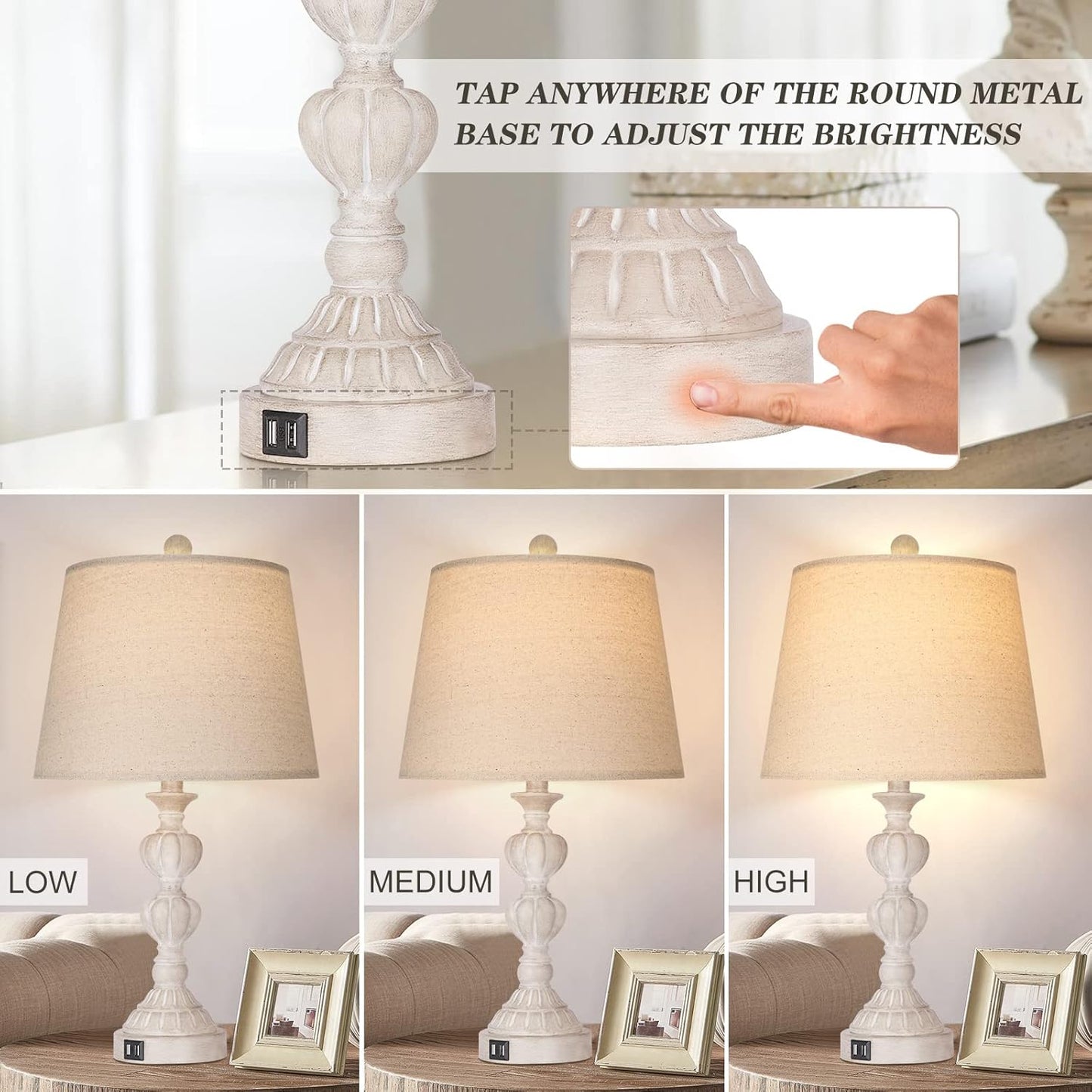 Bai Source Control-Farmhouse-Dimmable-Charging-Nightstand