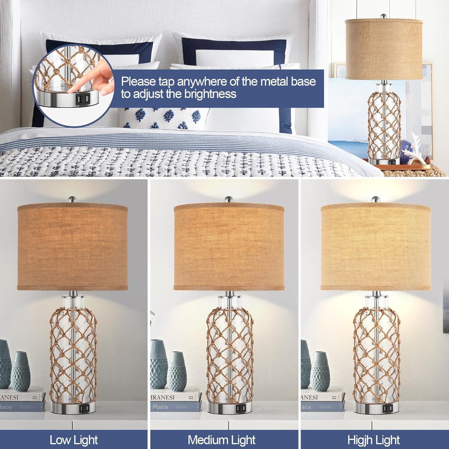 Bai Source Cottage-Nautical-Dimmable-Farmhouse-Nightstand