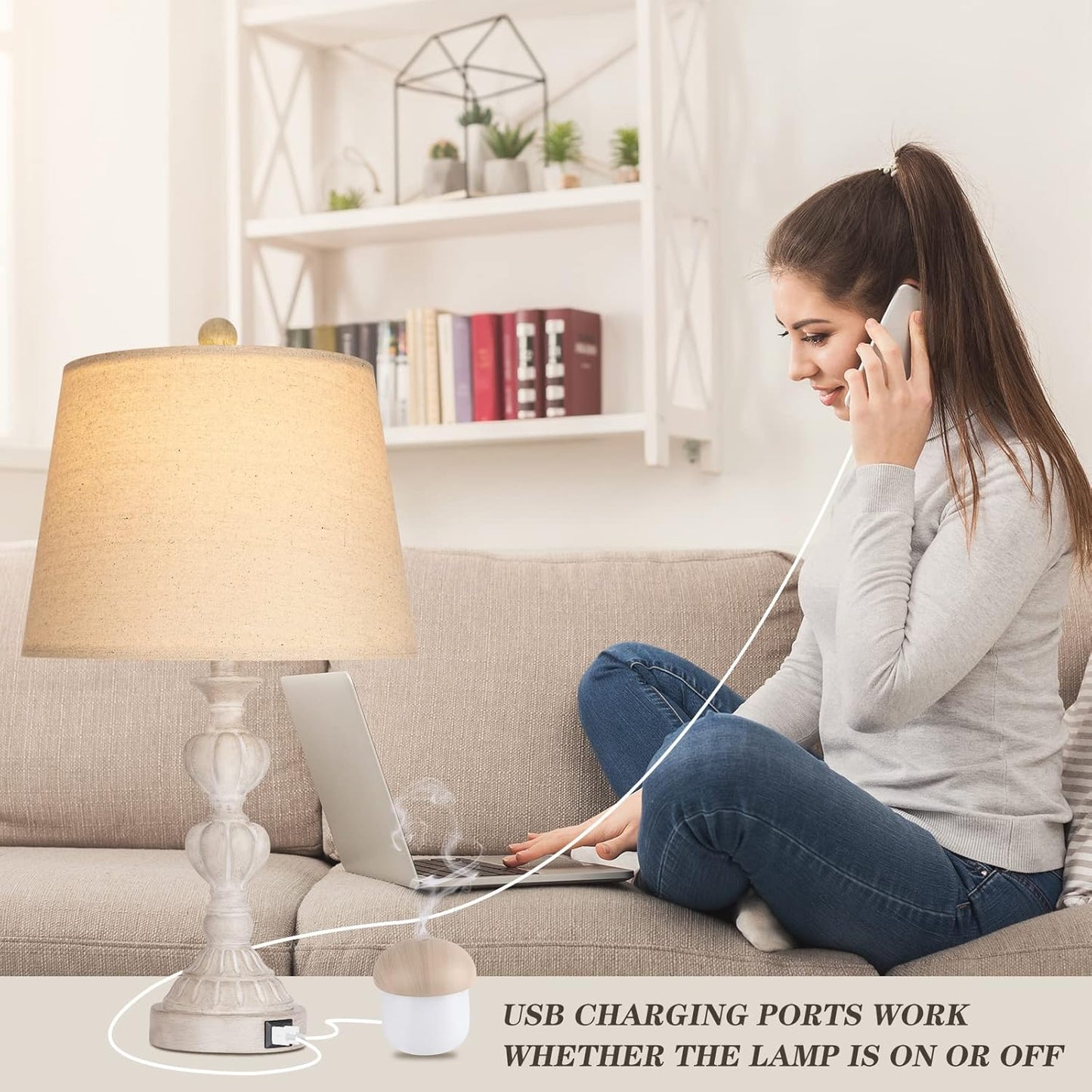 Bai Source Control-Farmhouse-Dimmable-Charging-Nightstand