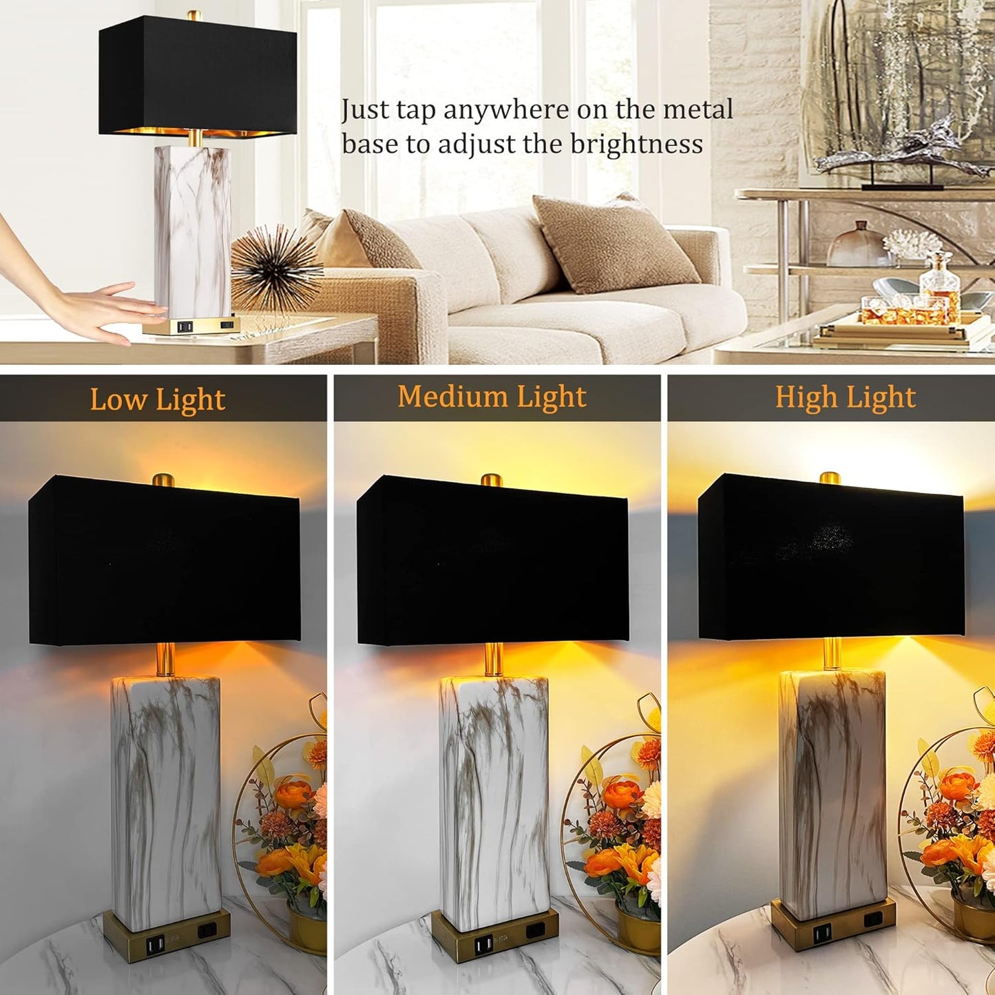 Bai Source Control-Contemporary-Dimmable-Nightstand-Rectangular