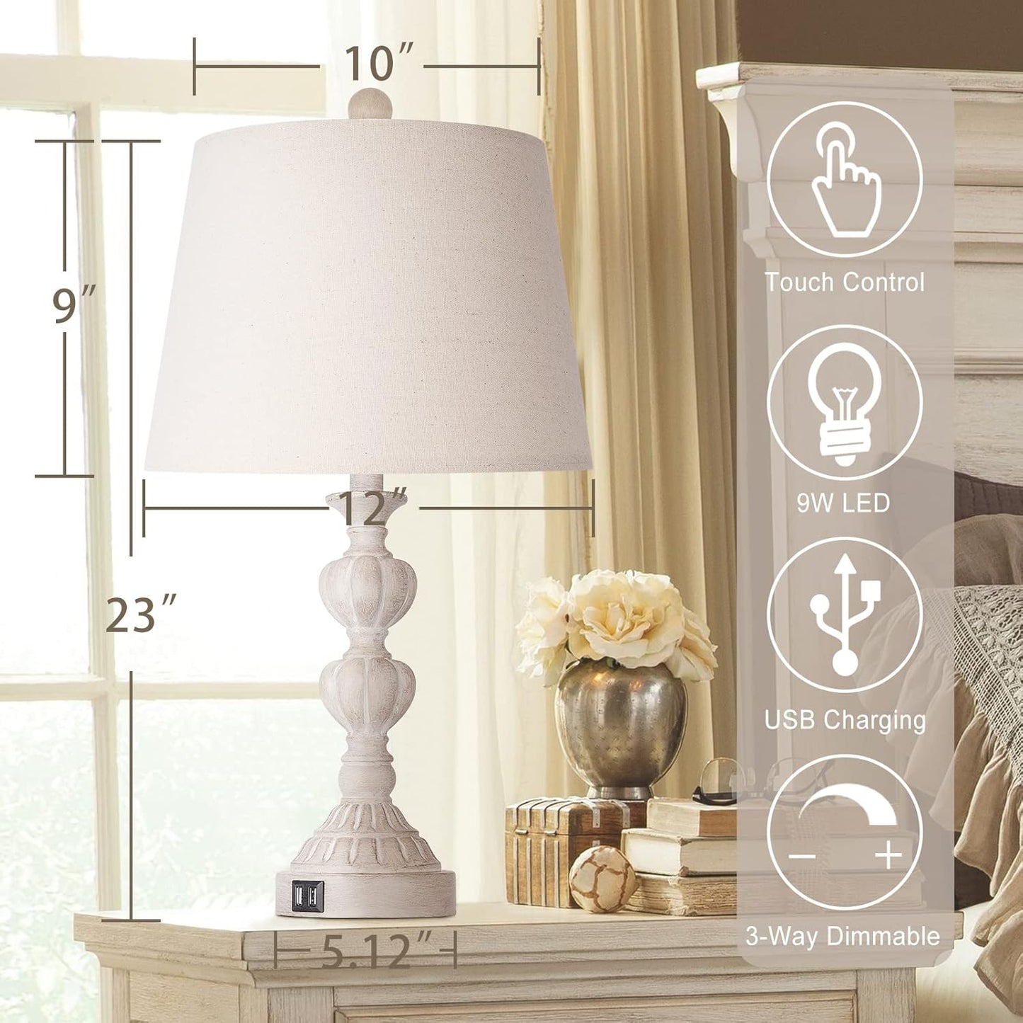 Bai Source Control-Farmhouse-Dimmable-Charging-Nightstand