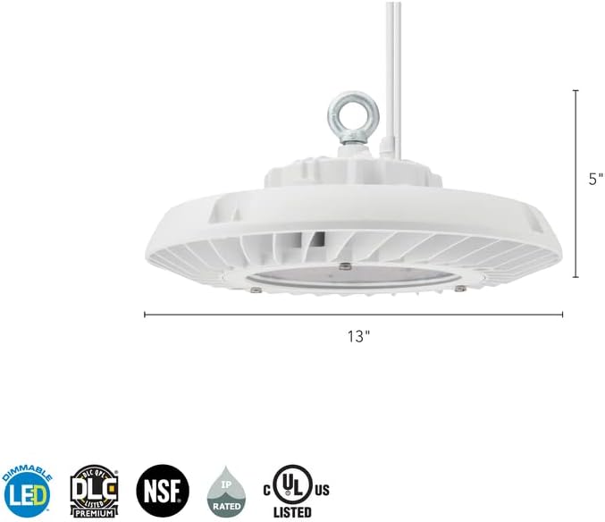 Round High Bay LED Light, 24K-30K Lumens, CCT Adjustable