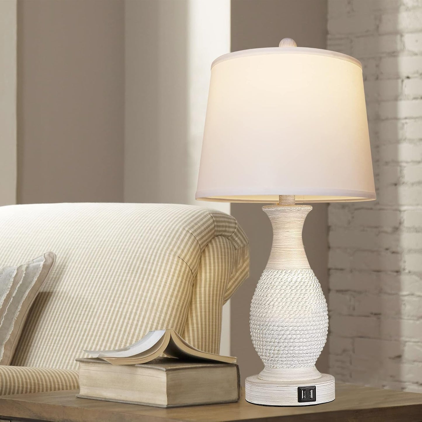 Bai Source Farmhouse-Temperature-Nightstand-Charging
