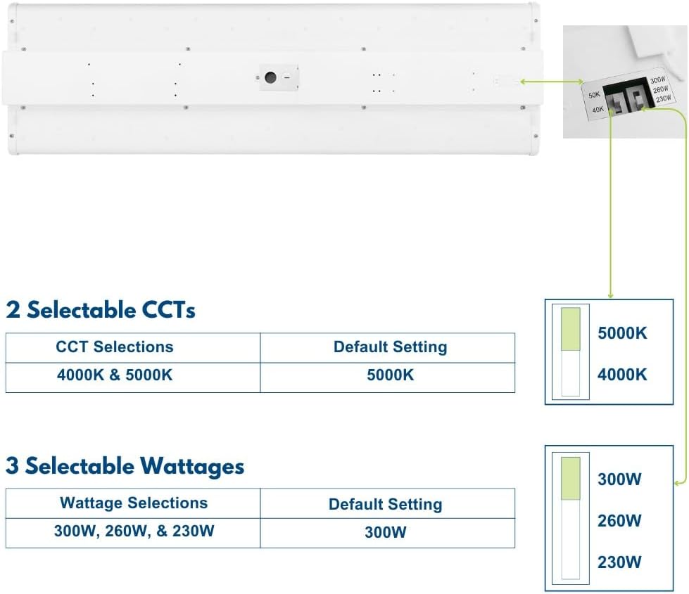 2FT LED Low Bay Light, 105W/90W/80W, 16,500LM