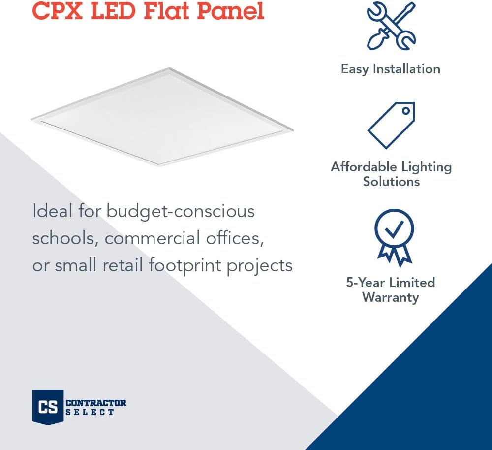 2x4 LED Flat Panel Light, Adjustable Lumens & CCT