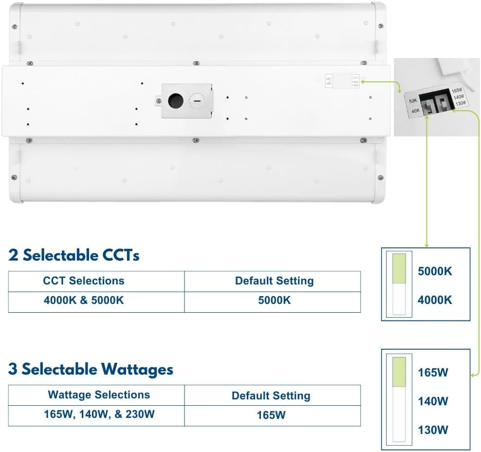 2FT LED Low Bay Light, 105W/90W/80W, 16,500LM