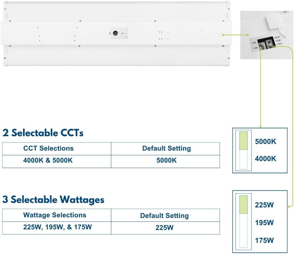 2FT LED Low Bay Light, 105W/90W/80W, 16,500LM