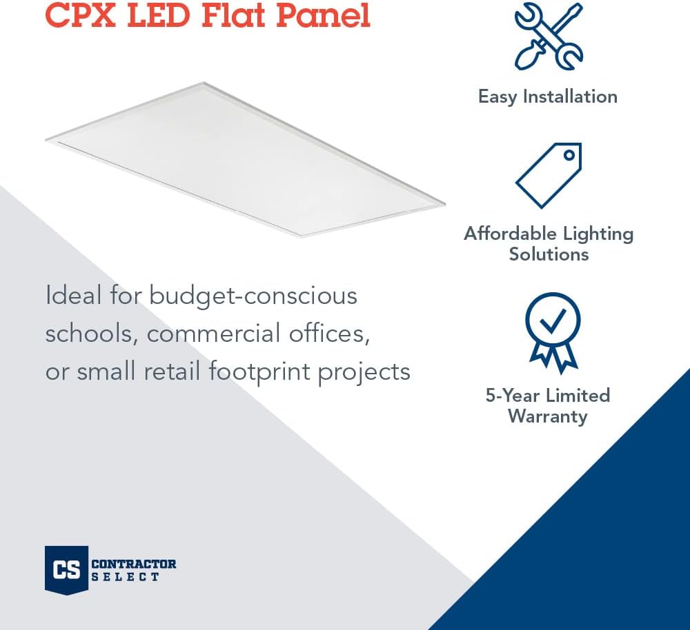 2x4 LED Flat Panel Light, Adjustable Lumens & CCT