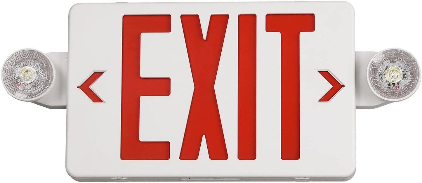 Black LED Exit Sign with Emergency Lights