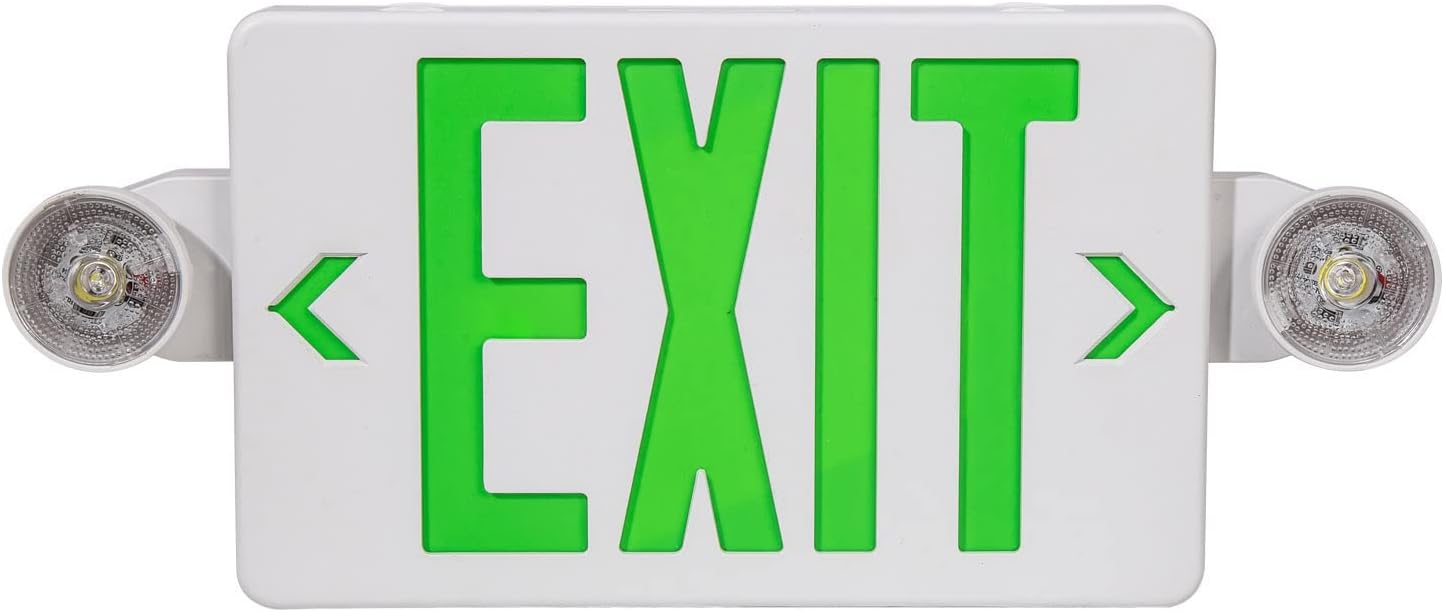 Black LED Exit Sign with Emergency Lights